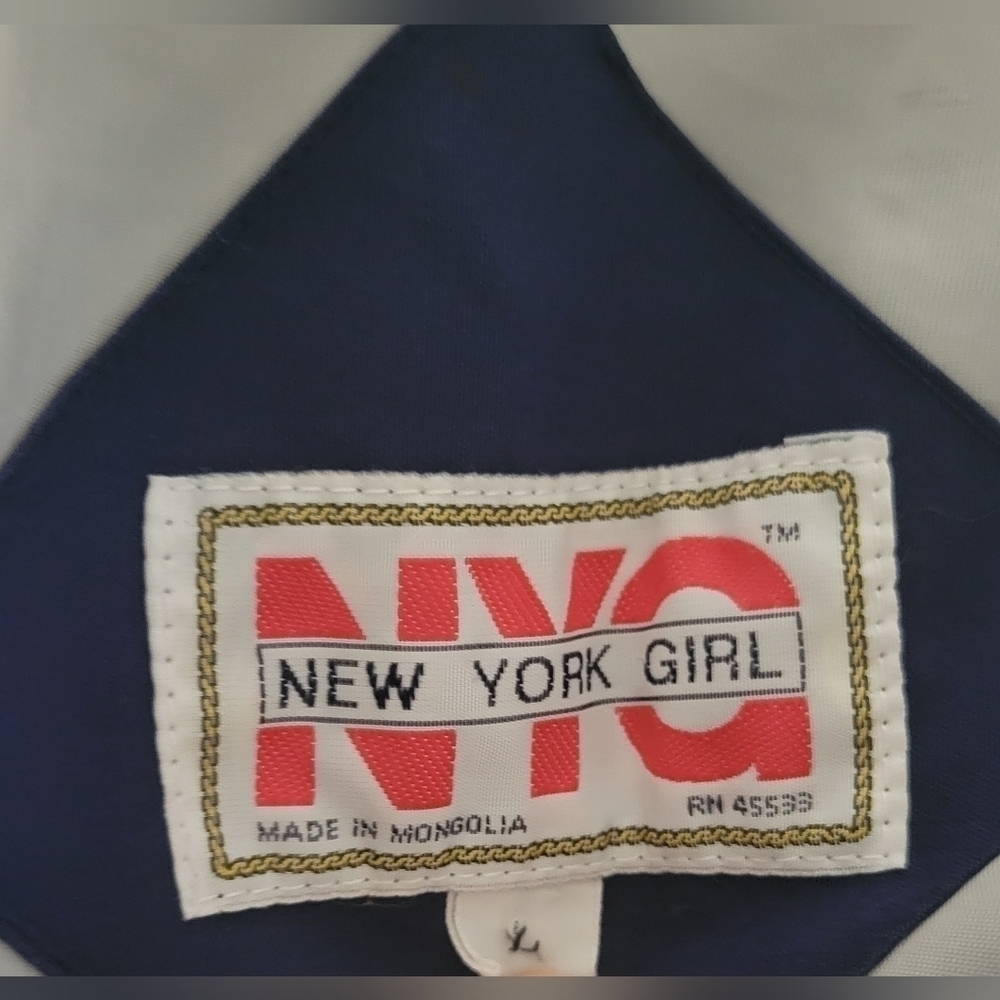 New York Girl Navy Blue Nautical Windbreaker Coat-Size Large - Picture 4 of 10
